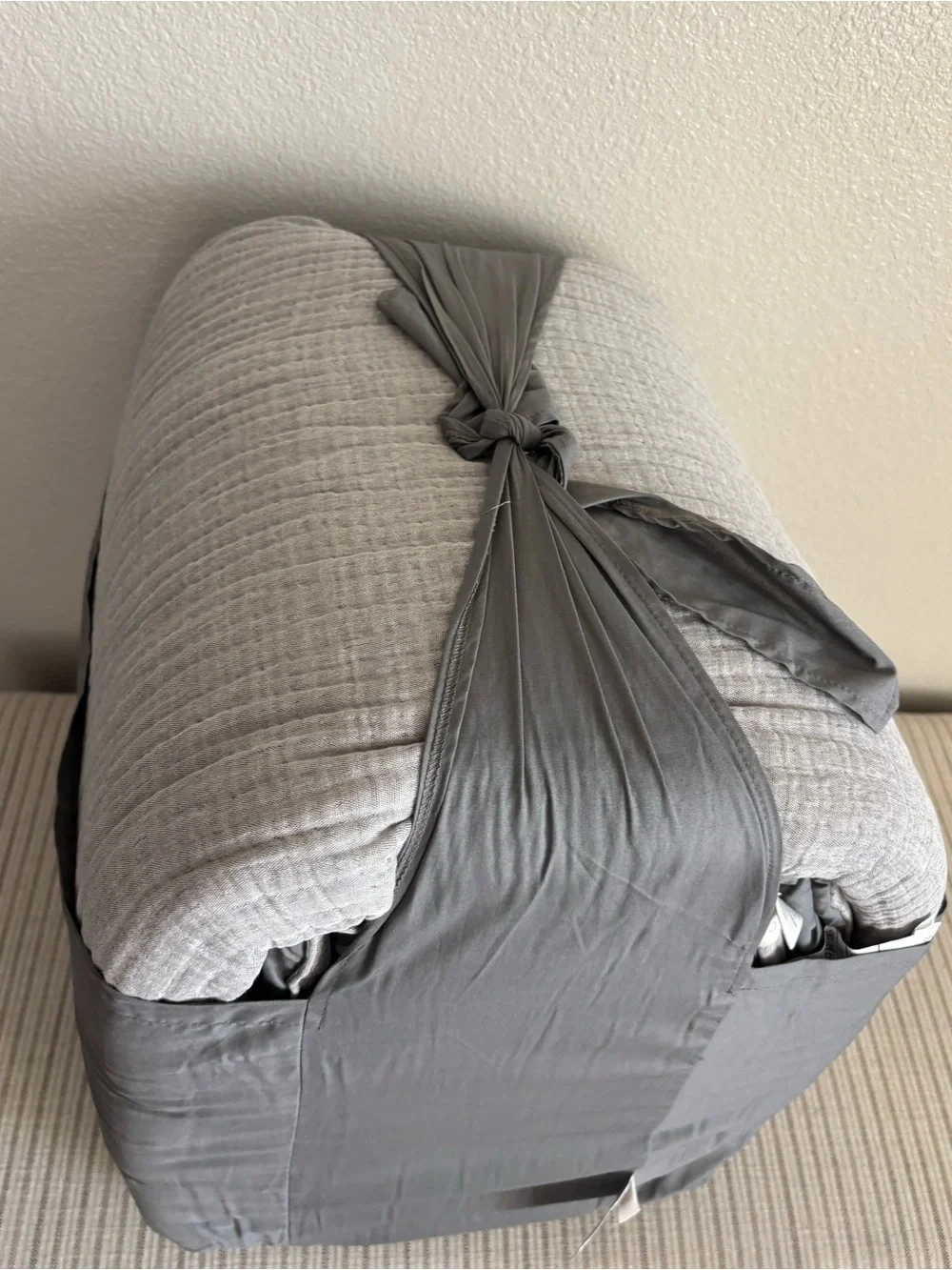 NWT King/California King Textured Chambray Comforter & Sham Set Dark Gray